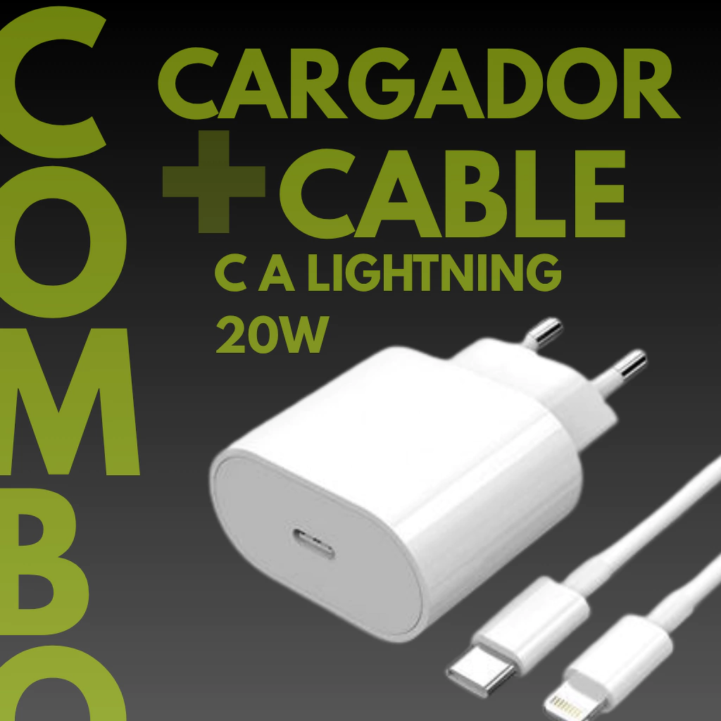 Combo cargador + cable usb C a Lightning Apple